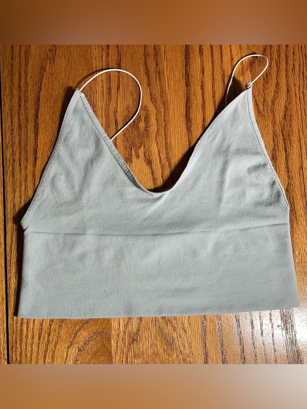 Free People Pale Blue Ribbed Bandeau Bralette with Thin Straps